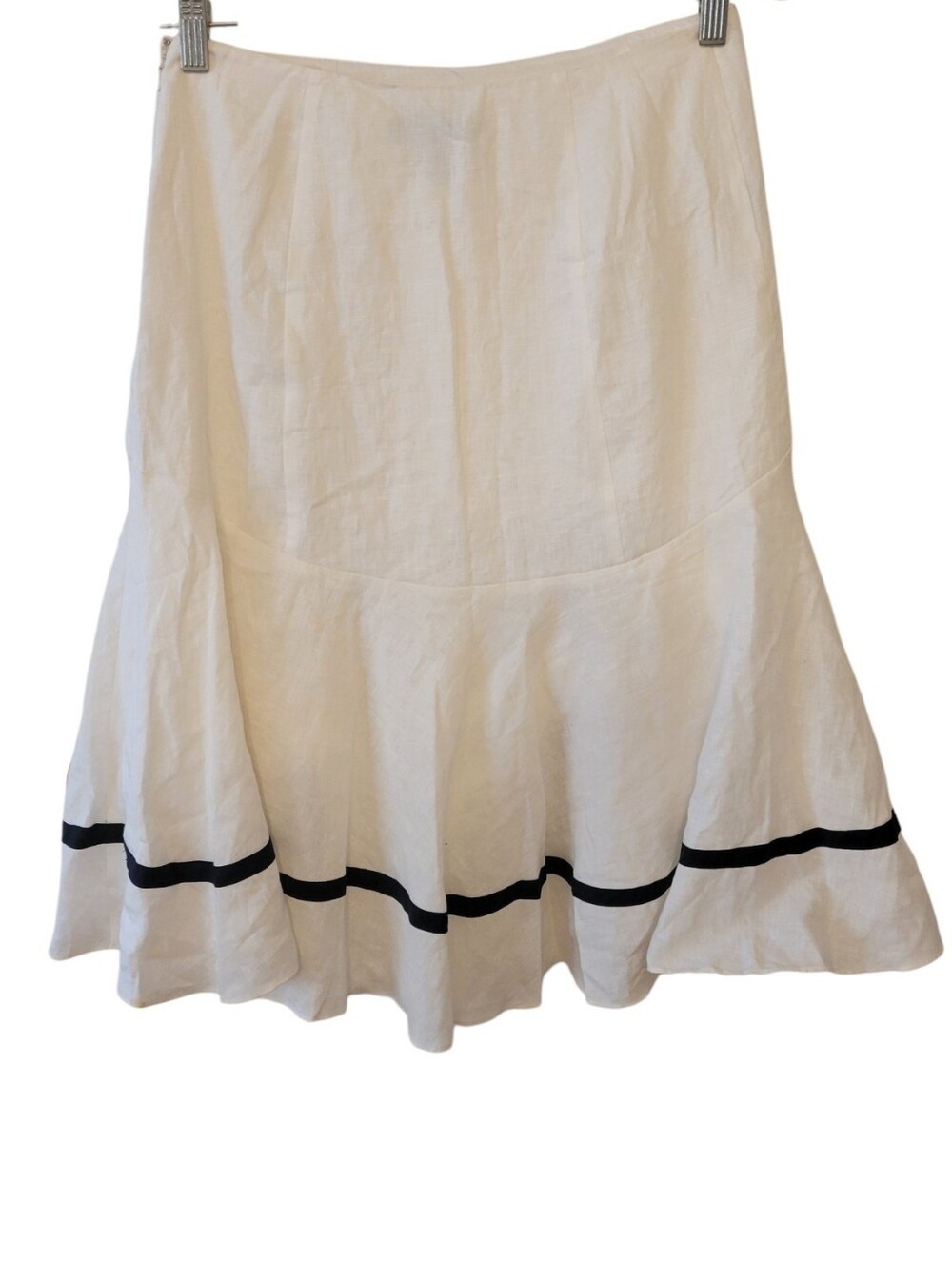 Lauren by Ralph Lauren Cream & Black Linen Full Skirt Size 2 - Picture 2 of 3